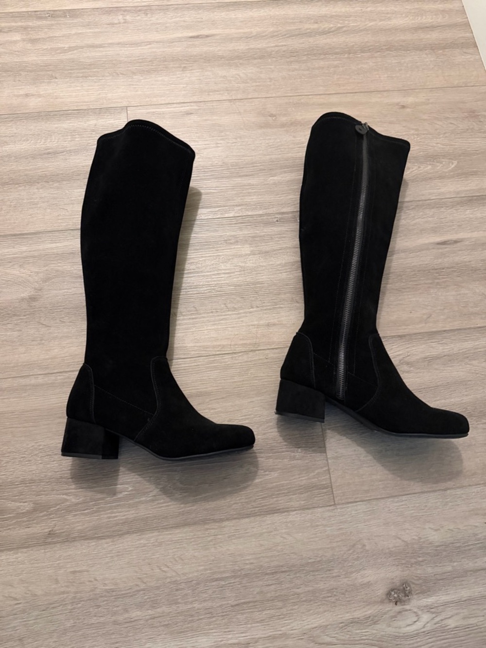 Tahari Black Over-the-Knee Suede Block Heel Boots